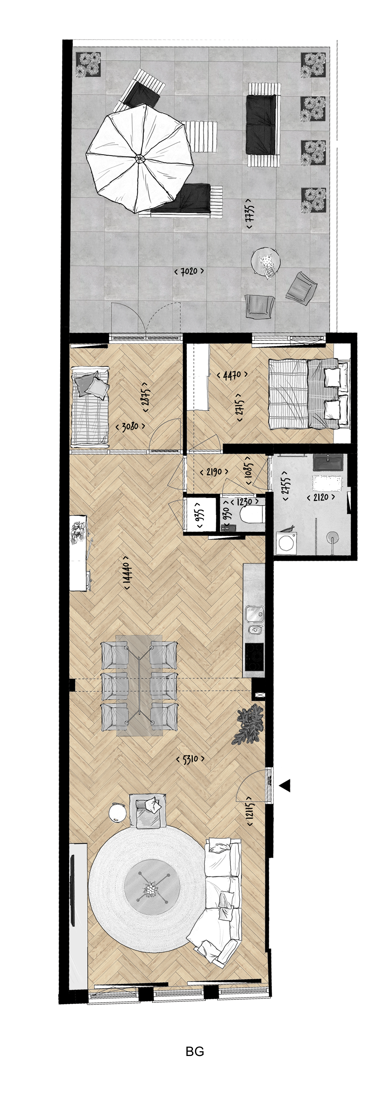 Plattegrond bnr 1 BG