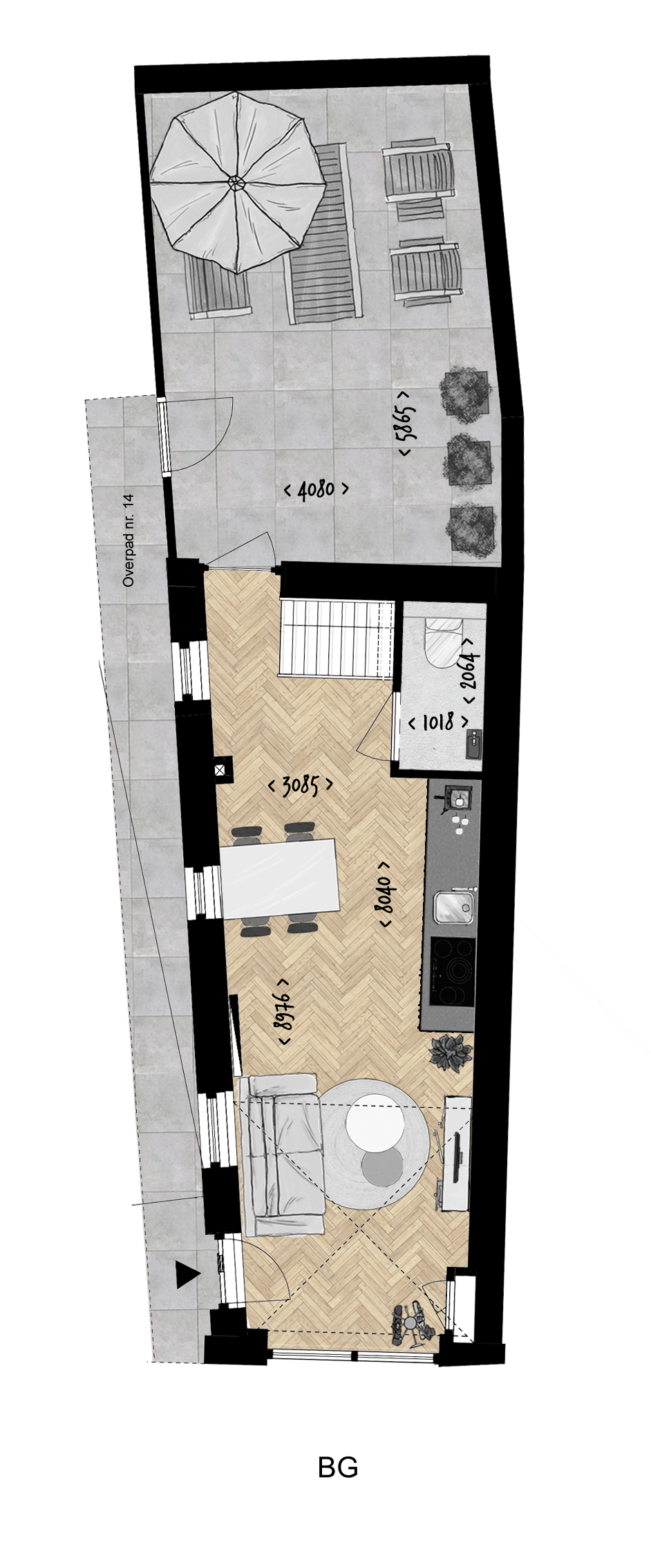 Plattegrond bnr 14 BG